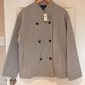 Banana Republic Brushed Melton DB Jacket  SMALL Medium Grey Heather
